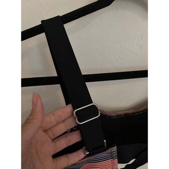 Athleta Bikini Women's 34B/C Capri Stripe Pura Pink Black Wired Adjustable Strap - Picture 6 of 11